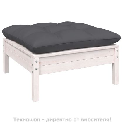 Градински лаундж комплект възглавници 10 части бял бор масив