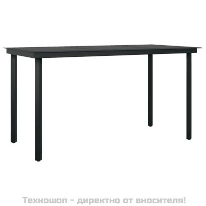 Градински трапезен комплект, 7 части, черен