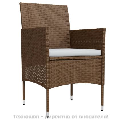 Градински трапезен комплект с възглавници 5 части, кафяво/черно