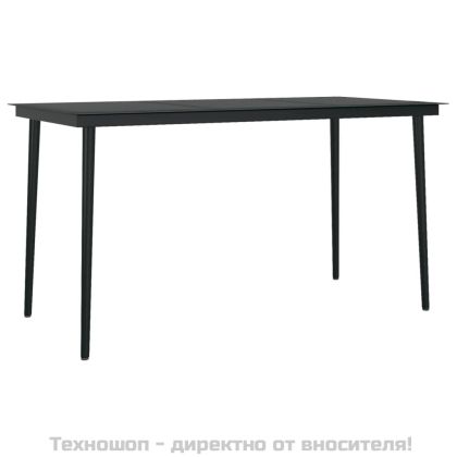 Градински трапезен комплект от 5 части с възглавници черен