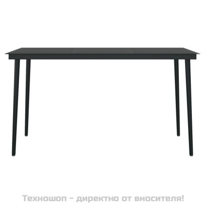 Градински трапезен комплект от 5 части с възглавници черен