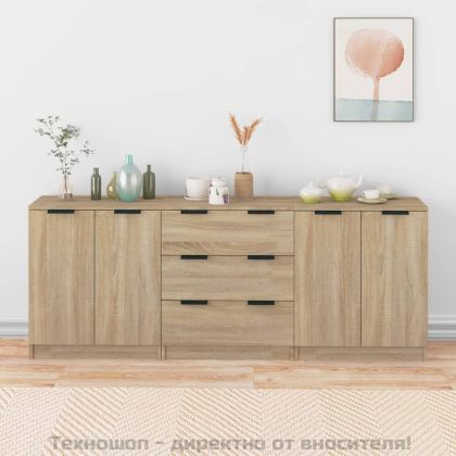 Бюфет от 3 части, сонома дъб, инженерно дърво