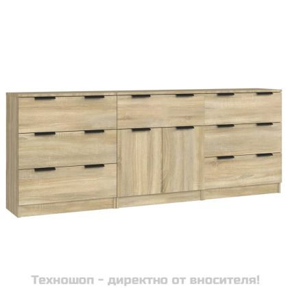 Бюфет от 3 части, сонома дъб, инженерно дърво
