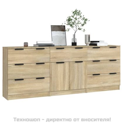 Бюфет от 3 части, сонома дъб, инженерно дърво