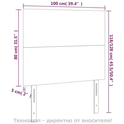 Табла за легло, светло сива, 100x5x118/128 см, плат