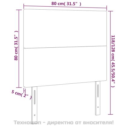 Табла за легло, тъмносива, 80x5x118/128 см, кадифе