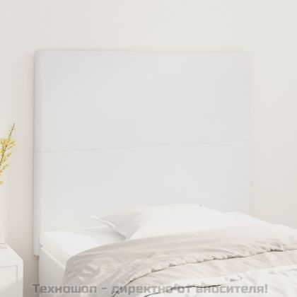 Табла за легло, бяла, 90x5x118/128 см, изкуствена кожа