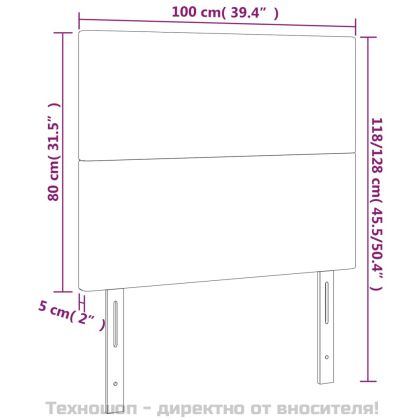 Табла за легло, бяла, 100x5x118/128 см, изкуствена кожа