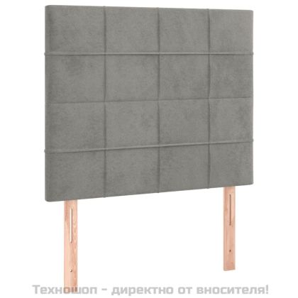 Табла за легло, светло сива, 90x5x118/128 см, кадифе