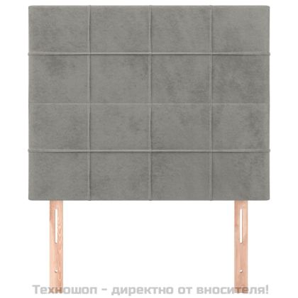 Табла за легло, светло сива, 90x5x118/128 см, кадифе