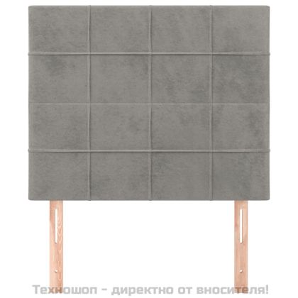 Табла за легло, светло сива, 100x5x118/128 см, кадифе