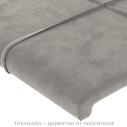 Табла за легло, светло сива, 100x5x118/128 см, кадифе