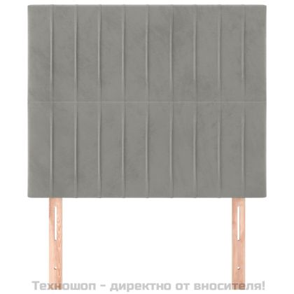 Табла за легло, светло сива, 100x5x118/128 см, кадифе