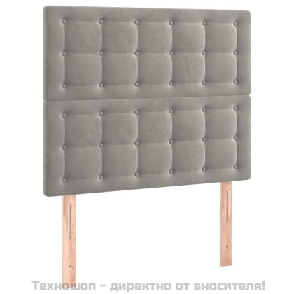 Табла за легло, светло сива, 100x5x118/128 см, кадифе