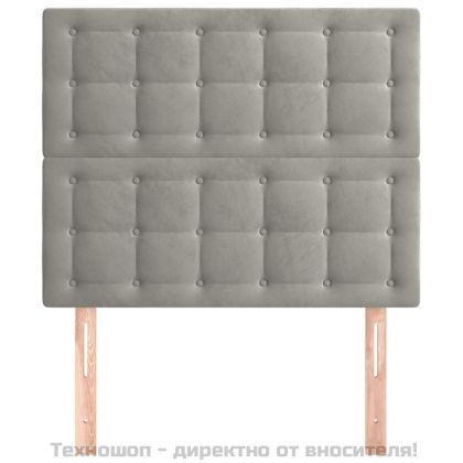 Табла за легло, светло сива, 100x5x118/128 см, кадифе