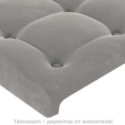 Табла за легло, светло сива, 100x5x118/128 см, кадифе