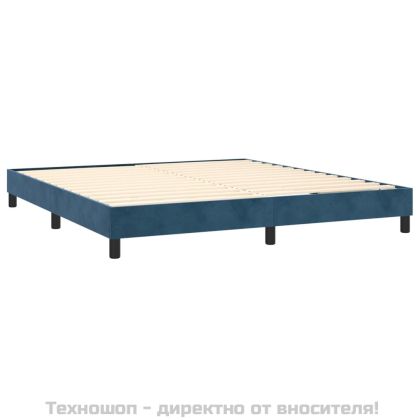 Рамка за легло с пружини, тъмносиня, 160x200 см, кадифе