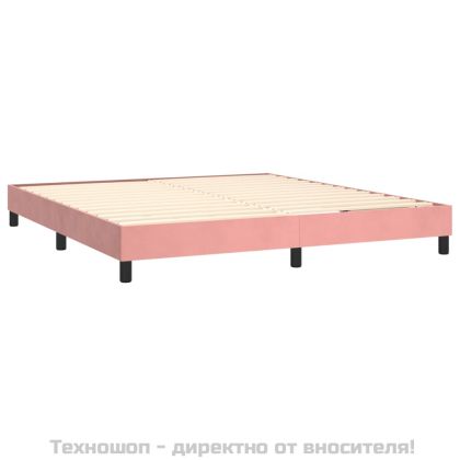 Рамка за легло с пружини, розова, 160x200 см, кадифе