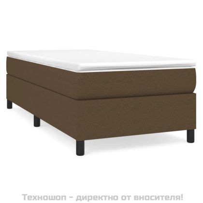 Рамка за легло с пружини, тъмнокафява, 90x200 см, плат