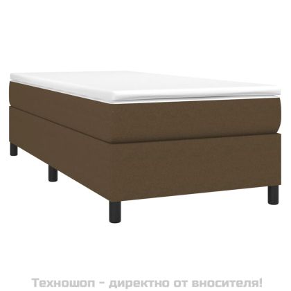 Рамка за легло с пружини, тъмнокафява, 90x200 см, плат