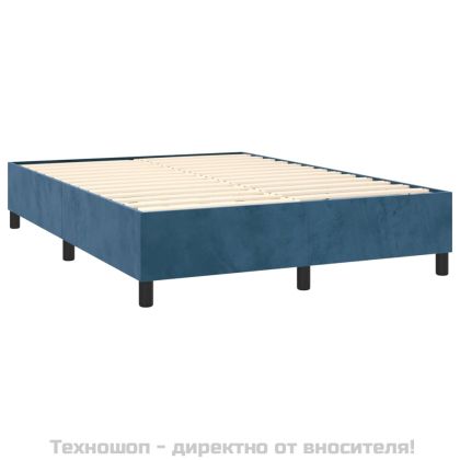 Рамка за легло с пружини, тъмносиня, 140x190 см, кадифе