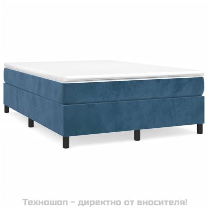Рамка за легло с пружини, тъмносиня, 140x200 см, кадифе