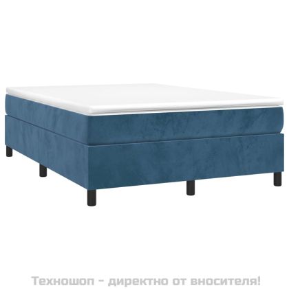 Рамка за легло с пружини, тъмносиня, 140x200 см, кадифе