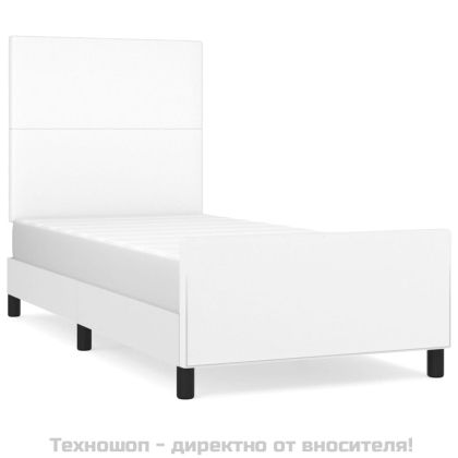 Рамка за легло с табла, бяла, 90x190 см изкуствена кожа