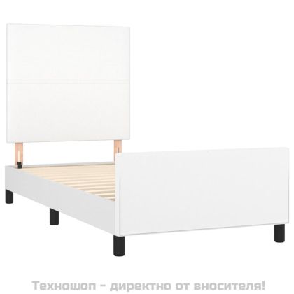 Рамка за легло с табла, бяла, 90x190 см изкуствена кожа