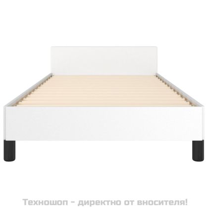 Рамка за легло с табла, бяла, 90x190 см изкуствена кожа