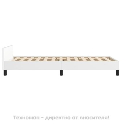 Рамка за легло с табла, бяла, 90x200 см, изкуствена кожа