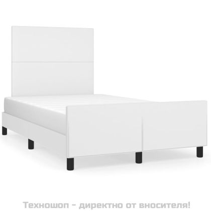 Рамка за легло с табла, бяла, 120x200 см, изкуствена кожа