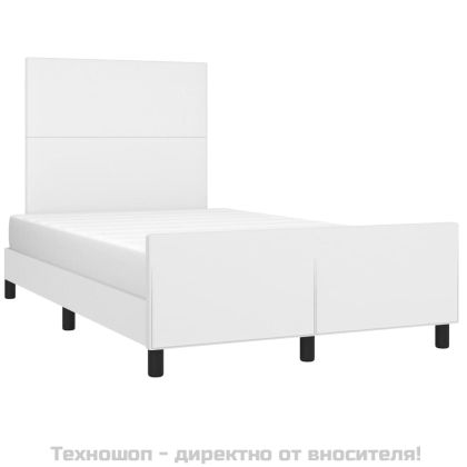 Рамка за легло с табла, бяла, 120x200 см, изкуствена кожа
