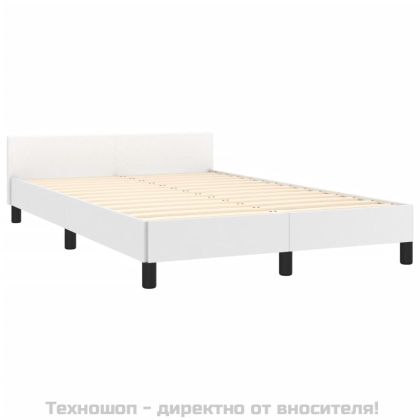 Рамка за легло с табла, бяла, 120x200 см, изкуствена кожа