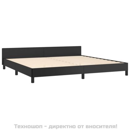 Рамка за легло с табла, черна, 200x200 см, изкуствена кожа