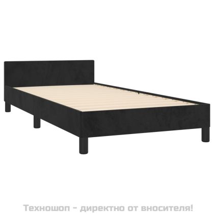 Рамка за легло без матрак, черна, 100x200 см, кадифе