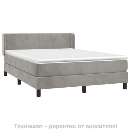 Боксспринг легло с матрак, светлосива, 140x190 см, кадифе