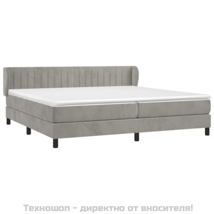Боксспринг легло с матрак, светлосиво, 200x200 см, кадифе