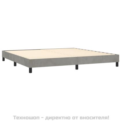 Боксспринг легло с матрак, светлосиво, 200x200 см, кадифе