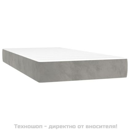 Боксспринг легло с матрак, светлосиво, 200x200 см, кадифе