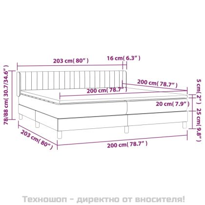 Боксспринг легло с матрак, черно, 200x200 см, кадифе