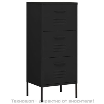Шкаф за съхранение, черен, 42,5x35x101,5 см, стомана