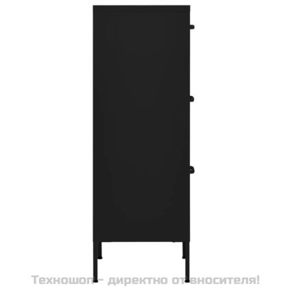Шкаф за съхранение, черен, 42,5x35x101,5 см, стомана