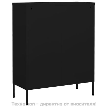 Шкаф за съхранение, черен, 80х35х101,5 см, стомана