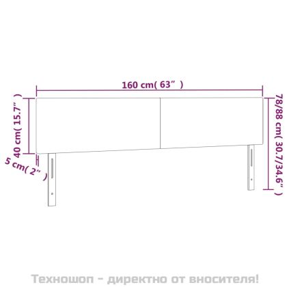 Табла за легло, тъмносива, 160x5x78/88 см, кадифе