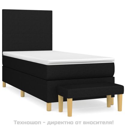 Боксспринг легло с матрак, черно, 100x200 см, плат
