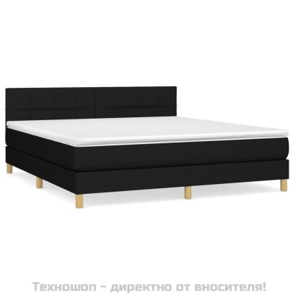 Боксспринг легло с матрак, черно, 160x200 см, плат