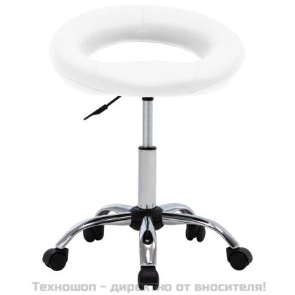 Стол с колелца, бял, изкуствена кожа