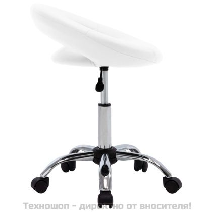 Стол с колелца, бял, изкуствена кожа