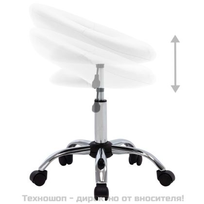 Стол с колелца, бял, изкуствена кожа